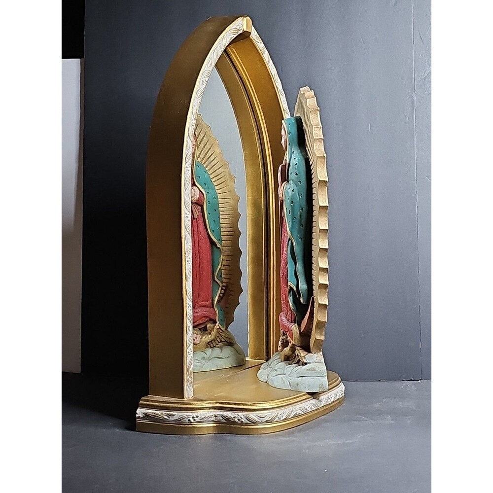 Home Reflections Our Lady of Guadalupe Statue Mirrored Arch Frame 16.75" Virgen - Picture 4 of 8
